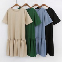 [강물처럼] 빅사이즈사랑해요 A440L104 라운드넥플레어원피스 EM (6926437)