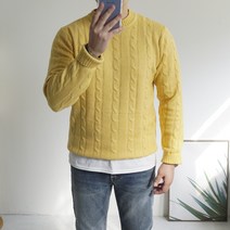 쿼터 3XL까지 남자 꽈배기 케이블 울 캐시 라운드 니트티 14color