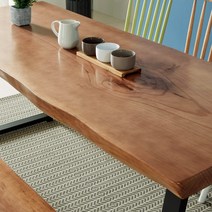 천연 뉴송 월넛 소나무 통 원목 긴 대형 카페 주방 우드슬랩 테이블 식탁 4인 6인, W1400 x D(사이즈1 선택) x 60T, D800mm