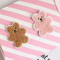 원추 곰돌이 뽀글이 자수와펜, 브라운