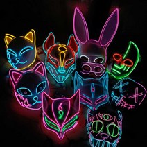 led가면 할로윈가면 늑대인간 조커 마스크 가면 얼굴, 여우 쉼표