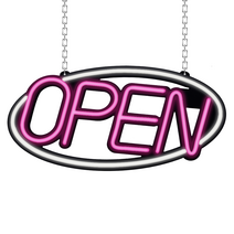 LED보드나라 영업중 간판 24시 OPEN LED 네온 사인 카페 간판, NO. 02  D-2_타원 핑크화이트 보드