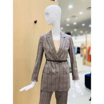 [케네스레이디] (E420) 체크 린넨 투피스 테일러드 벨트 자켓 (EWJKKG4300)