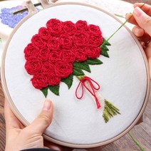 DIY 프랑스자수 패키지, 장미꽃다발, 1개