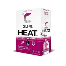 CELSIUS HEAT On-the-Go 퍼포먼스 에너지 파우더 스틱 패킷 베리 블래스트 (14개 팩), Berry Blast