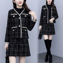 여성 빅사이즈 새네기 면접룩 하객룩 모임룩 깔끔한디자인 트위드세미투피스