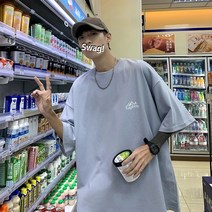 순면100% 선셋 레인보우 프린트 아트 티셔츠 디자인 소소한 구미 스트리트룩 반팔남매
