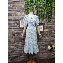 퐁당 / 프릴 넥라인 여리여리한 잔꽃 랩원피스