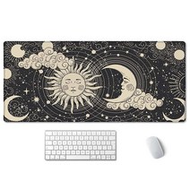 SSOIU 달 페이즈 책상 매트 천체 책상 매트 XXL 골드 문 사이클 달 차트 별, Astrology Sun with Moon