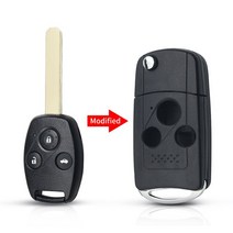 자동차키 차량용스마트키KEYYOU 수정 된 원격 플립 접는 자동차 키 쉘 케이스 혼다 어코드 시민 CRV 파일럿, 03 3 Buttons No Pad