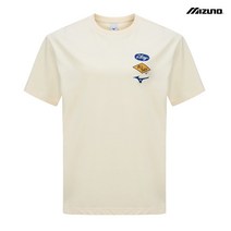 [당일발송] 미즈노 GRAPHIC T-SHIRTS 크림 면 혼방 소재 데일리 반팔 티셔츠
