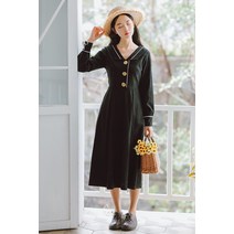 오피스룩 레이스 빈티지원피스 미디 캐주얼 루즈핏 고급스러운 A라인 소개팅 결혼식 복고풍