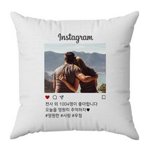 핸드팩토리 주문제작 나만의 사진 포토 쿠션 기념일 커플 친구 연예인 생일선물(쿠션솜 포함), 파스텔핑크, 01. 럽스타그램