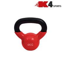 K4스포츠아몸디 K4-81 컬러 케틀벨 카틀벨 고무 크로스핏 덤벨 아령, 4kg, 레드