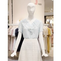 [백화점매장 정품출고] JJ지고트 레이스 배색 러플 카라 블라우스