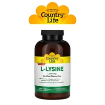 컨트리라이프 L-라이신1000mg L Lysine 엘 라이신 L리신 필수 아미노산 비타민b6 함유 비건 250타블렛