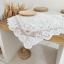 모노릿 플라워 레이스 식탁보 테이블보, 120X120