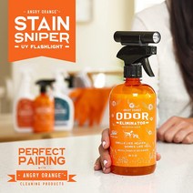 ANGRY ORANGE Pet Odor Eliminator/Citrus Deodorizer for Strong Dog Urine or Cat Pee Smells, Odor Eliminator+UV Flashlight