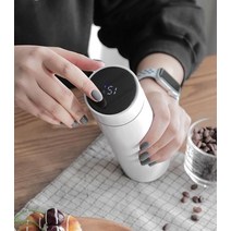 ll0ll차망 보온 보냉 LED 온도표시 강력 밀폐 500ml 텀블러 ［Il］, LED텀블러 화이트