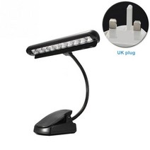 휴대용 유연한 구즈넥 스탠드 9 LED USB 라이트 클립 온 눈 보호 독서 책 조명 침대 데스크탑 램프, 영국 플러그, 협력사