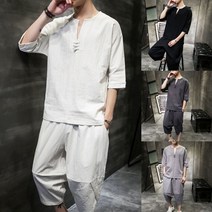 린넨 봄 여름 남자 스님복 퓨전 개량 한복 바지 세트 알라딘 팬츠 한벌
