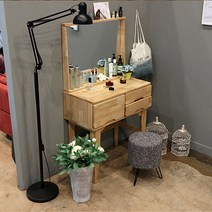 가구앤하우스 800 고무나무 원목 수납 화장대세트(경포함), 네추럴