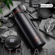 보온 보냉 주전자 420-1800ml 대용량 304 스테인레스 스틸 텀블러 진공 열 플라스크 병 물 커피 차 휴대용 병 dropship, 블랙 스마트 LED, 420ml