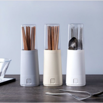 놀자리빙 스탠드형 뚜껑있는 물빠짐 북유럽 수저통 다용도 보관함, 화이트, 1개