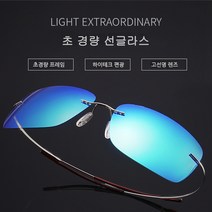 푸른바다피싱 Premium 티타늄 선글라스 초경량 가벼운 낚시선글라스, 블루렌즈+금테티타튬프레임