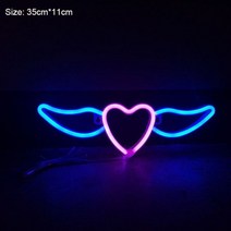 KUUPLE LED 네온 사인 Love Signs Light 웨딩 파티 키즈 룸 거실 바 펍 호텔 Xmas 선물용 벽 장식 조명, wings-Pink