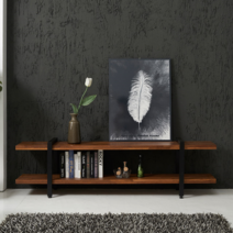 HZ2801 멀바우 원목 스틸거실장 1800, 1_멀바우