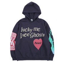 후드티 상의 힙합 후드 kanye west 그래피티 레터 프린트 헤비급 스웨트셔츠 lucky me i see ghosts men hoodie hip hop hooded 194