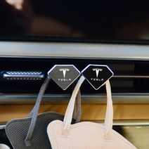[간지] 테슬라 모델3 S X 엠블럼 로고 자동차 송풍구 마스크 걸이 후크 클립 튜닝 용품, A_원형-실버