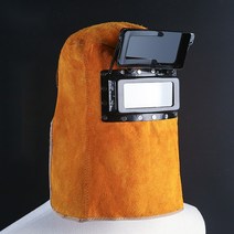 소가죽 차광 디밍 용접 마스크 용접기 아르곤 아크 용접 보호면 UV, 소가죽자동