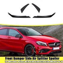 벤츠 그릴 세로그릴 다이아몬드그릴 메르세데스 a 클래스 w176 a180 a200 a220 a250 amg a45 2016-2018 용 4pcs 앞 범퍼 사이드 안개등 스플리터, 보여진 바와 같이