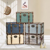 빈티지 나무상자 영국 엔틱가구 유럽 보물상자 레트로인테리어 소품 뚜껑있는수납함, 소형  20x15x15cm, 미색