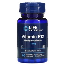라이프익스텐션 메틸코발라민 1mg 식물성 60 정, 1병, 60정