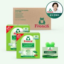 [김혜자 세제] 프로쉬 독일 식세기 세제 30개입 2개세트 + 개구리수세미, 식기세척기세제 레몬2개+개구리수세미