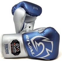 RIVAL Boxing RS100 프로페셔널 레이스업 스파링 장갑 매우 풍부한 극세사 PU로 수작업으로 제작 손에 완벽하게 맞도록 인체 공학적 디자인 통기성을 더하기 위한 메, 16 oz., 블루/실버