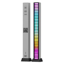 1+1 ROGBID 40LED 스틱바 RGB 이퀄라이저 사운드 댄싱 무드등 뮤직라이트 5V USB연결, 실버