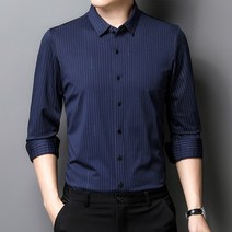 스트라이프긴팔셔츠 한박칠 환영 아치 줄무늬 소매 링클프리 봄가을 남성 고급 비지니스 캐쥬얼 스타일리쉬 3825164169, 위 청 185