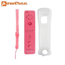 조이스틱 닌텐도 wii 조이스틱 2 in 1 무선 원격 게임 패드 컨트롤러 세트 옵션 모션 플러스 실리콘 케이스 포함, 1 핑크 모션 플러스, 협력사