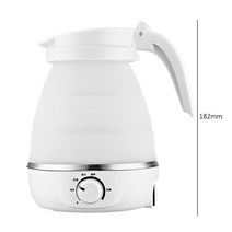 접이식 전기포트 휴대용 여행용 커피 분유 포트 600ml 접이식 주전자 실리콘 전기 휴대용 미니 야외 여행, 01 WHITE
