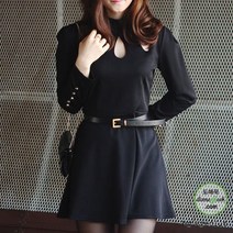 물방울펀칭벨트플레어원피스장식원피스 미니원피스