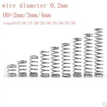 20 개 몫 0.2mm 스테인레스 스틸 마이크로 소형 압축 스프링 OD 2mm, 2mm, 25mm, 25mm