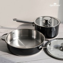 블랙 스테인리스 냄비 양수 세트 신혼 가스렌지 혼수 인덕션 코팅 1인가구 세라믹, 퀸센스알토IH냄비(양수24cm)