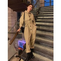 빈티지 나들이 데일리 배기핏 조거 프렌치 빅사이즈 코디 누빔 데님 점프 슈트 날씬해보이는