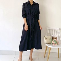 퍼니걸스 3980 무지 쉬폰 셔츠 롱 원피스 여성의류