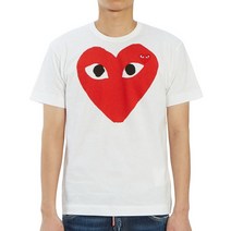 [꼼데가르송] 더블하트 레드와펜 AZ T026 051 1 남자 반팔티셔츠