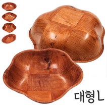 꽃모양 나무 과자접시 L (팝콘볼 압축 자작나무 간식접시 팝콘볼 과자 안주접시 나무그릇 떡접시), 꽃대형